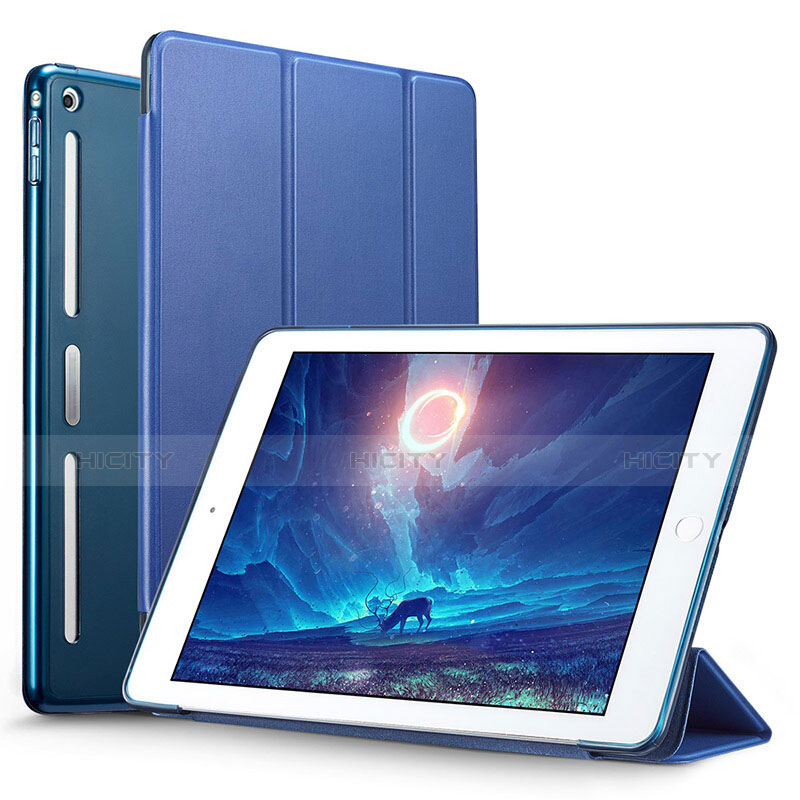 Carcasa de Cuero Cartera con Soporte L05 para Apple iPad Mini Azul