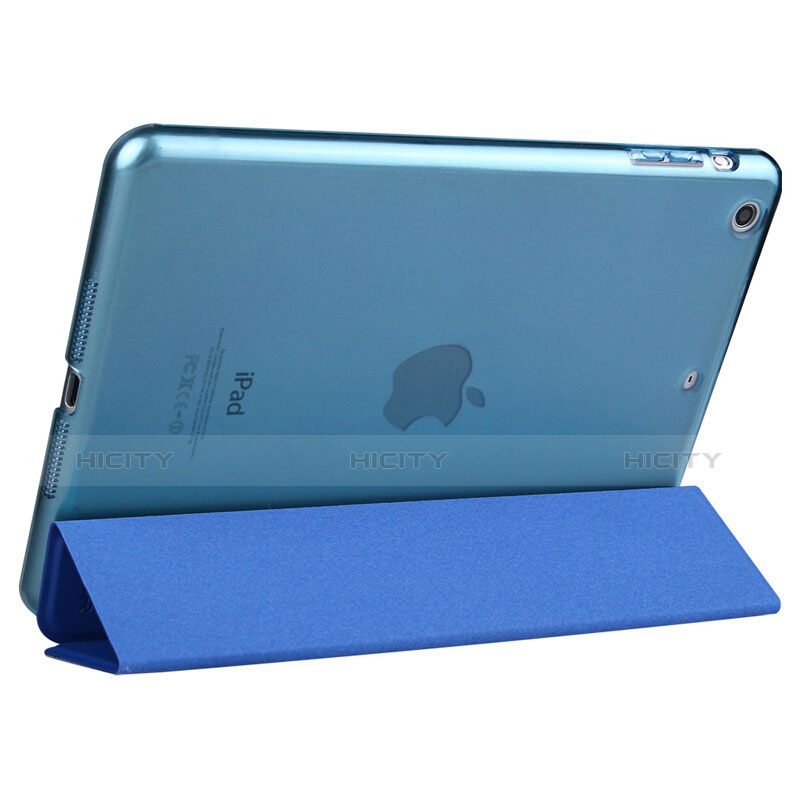 Carcasa de Cuero Cartera con Soporte L06 para Apple iPad Mini 2 Azul