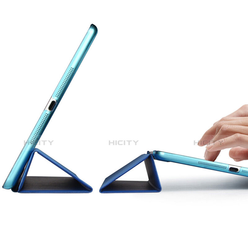 Carcasa de Cuero Cartera con Soporte L06 para Apple iPad Mini 2 Azul