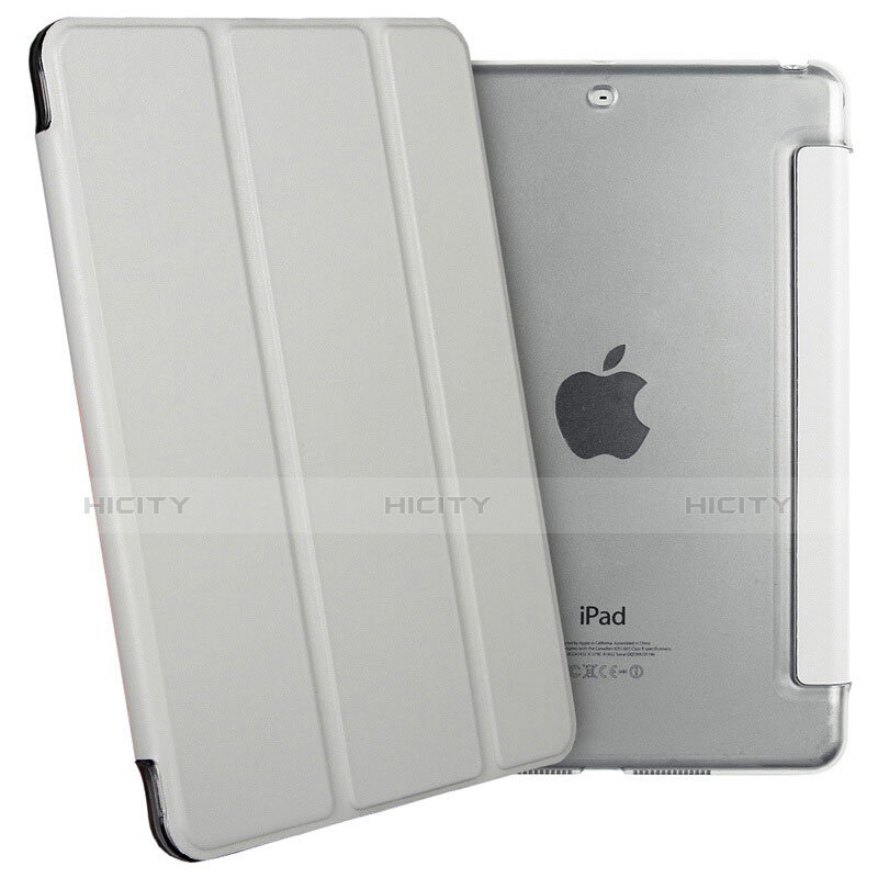 Carcasa de Cuero Cartera con Soporte L06 para Apple iPad Mini 2 Plata