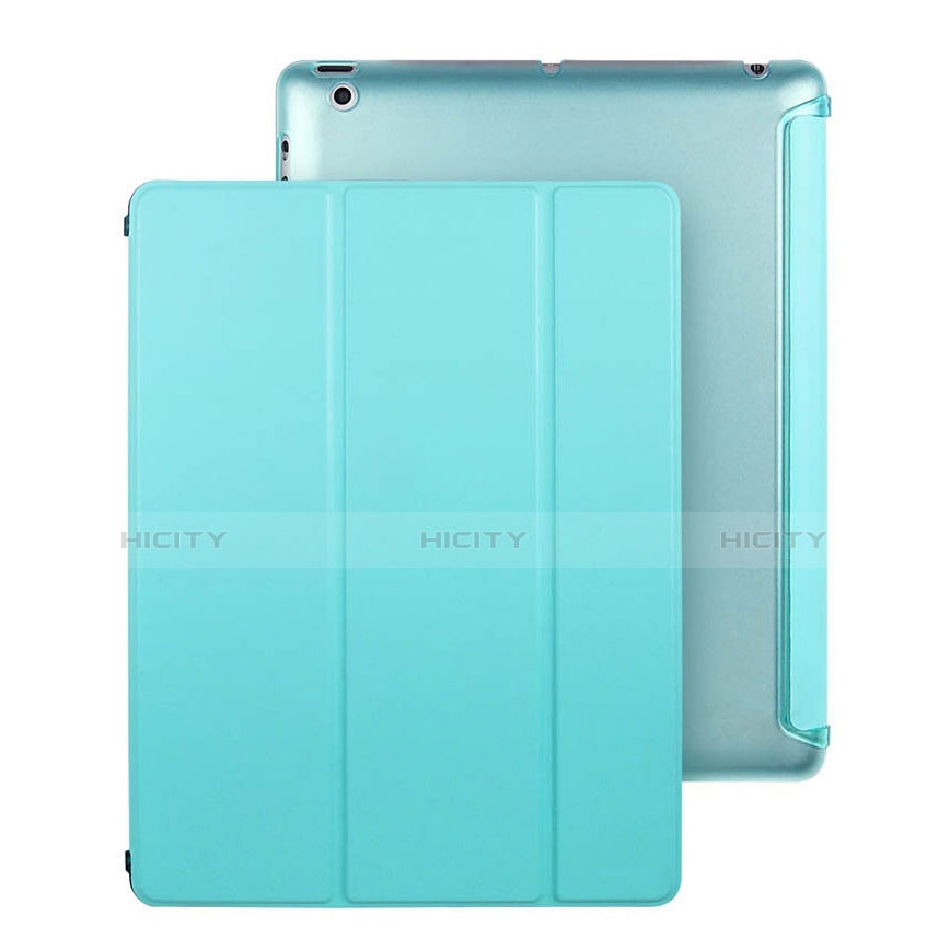 Carcasa de Cuero Cartera con Soporte para Apple iPad 2 Azul Cielo