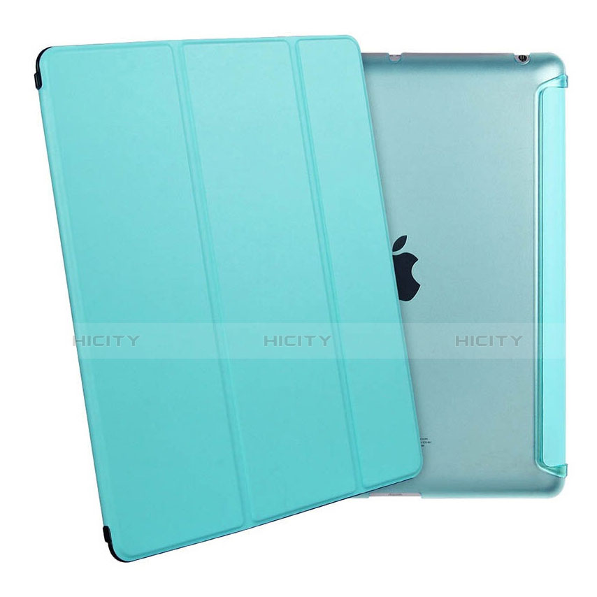 Carcasa de Cuero Cartera con Soporte para Apple iPad 2 Azul Cielo