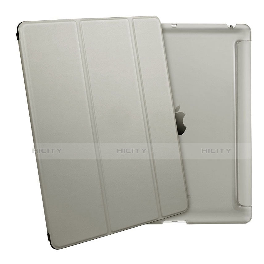Carcasa de Cuero Cartera con Soporte para Apple iPad 2 Gris