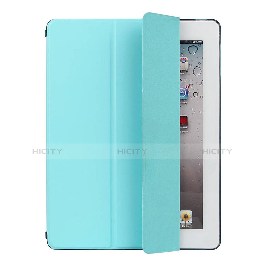 Carcasa de Cuero Cartera con Soporte para Apple iPad 4 Azul Cielo