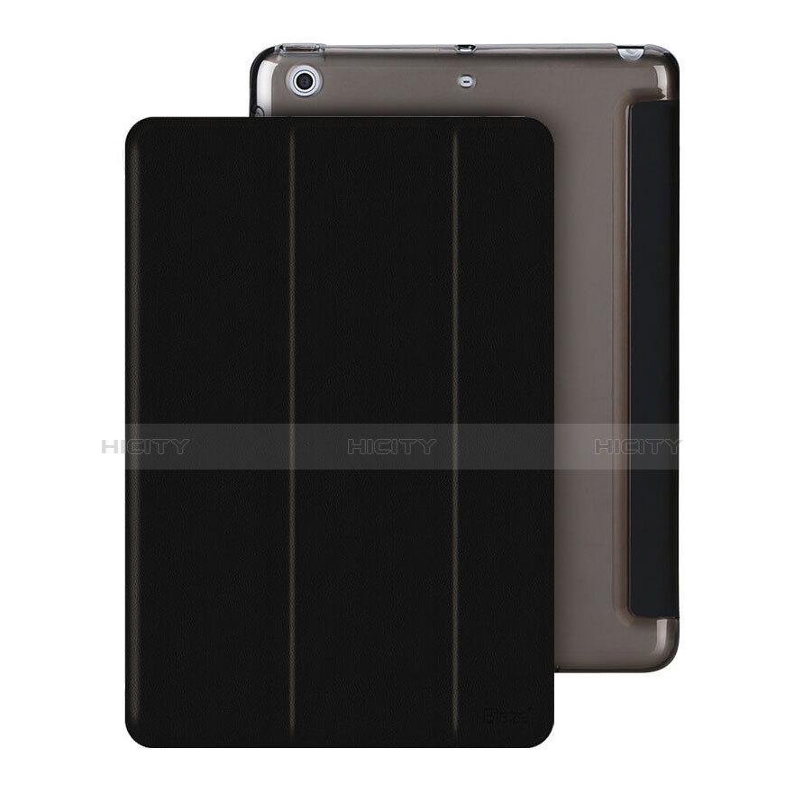 Carcasa de Cuero Cartera con Soporte para Apple iPad Mini Negro