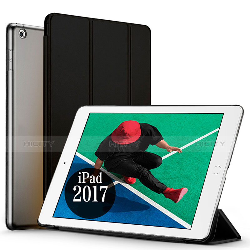 Carcasa de Cuero Cartera con Soporte para Apple New iPad 9.7 (2017) Negro