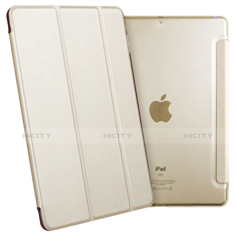 Carcasa de Cuero Cartera con Soporte para Apple New iPad 9.7 (2017) Oro