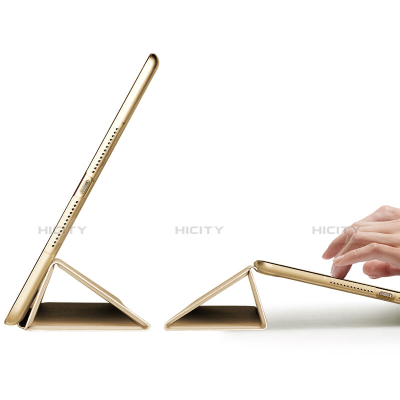 Carcasa de Cuero Cartera con Soporte para Apple New iPad 9.7 (2017) Oro