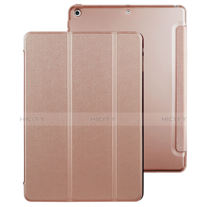 Carcasa de Cuero Cartera con Soporte para Apple New iPad 9.7 (2017) Oro Rosa