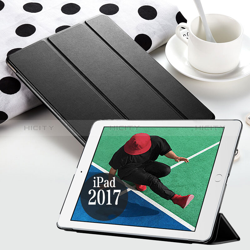 Carcasa de Cuero Cartera con Soporte para Apple New iPad 9.7 (2018) Negro