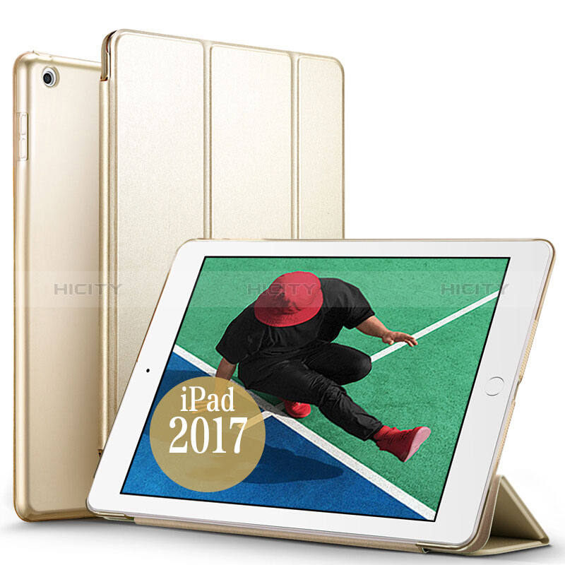 Carcasa de Cuero Cartera con Soporte para Apple New iPad 9.7 (2018) Oro