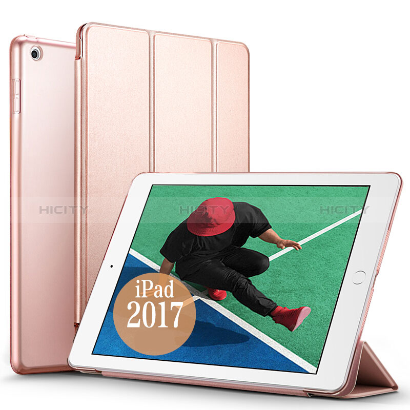 Carcasa de Cuero Cartera con Soporte para Apple New iPad 9.7 (2018) Oro Rosa