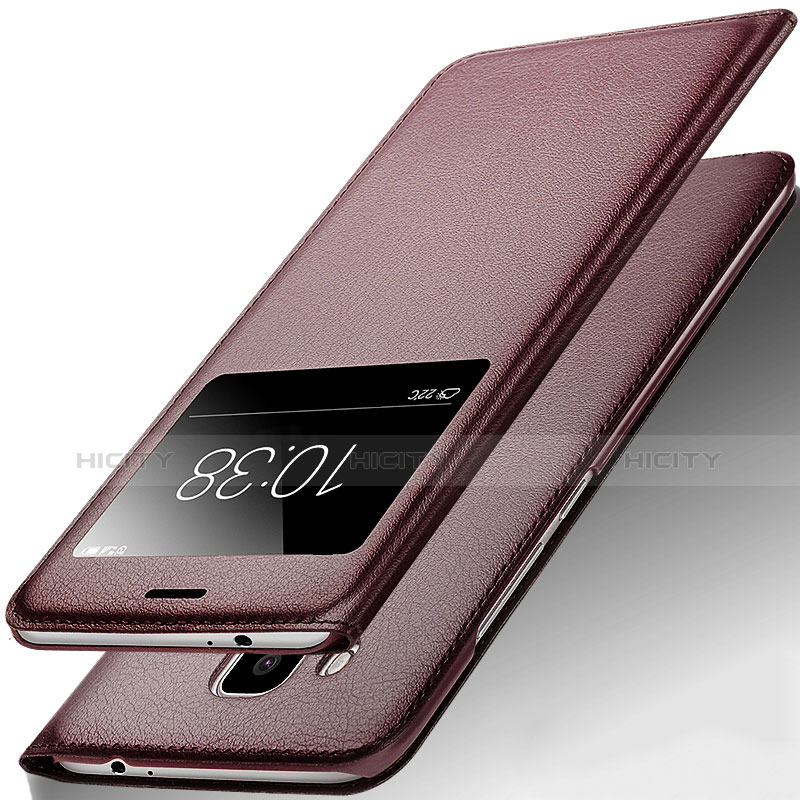 Carcasa de Cuero Cartera con Soporte para Huawei G9 Plus Marron