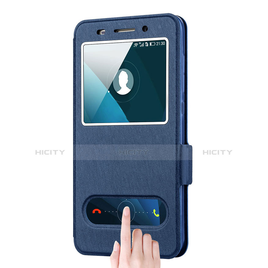 Carcasa de Cuero Cartera con Soporte para Huawei Honor 4X Azul