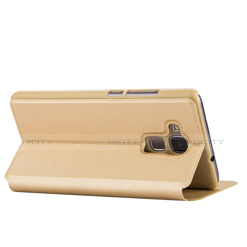 Carcasa de Cuero Cartera con Soporte para Huawei Honor 5C Oro