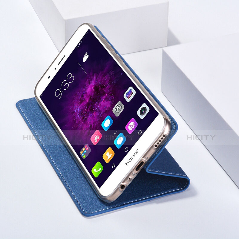 Carcasa de Cuero Cartera con Soporte para Huawei Honor V9 Azul