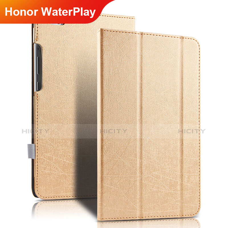 Carcasa de Cuero Cartera con Soporte para Huawei Honor WaterPlay 10.1 HDN-W09 Oro