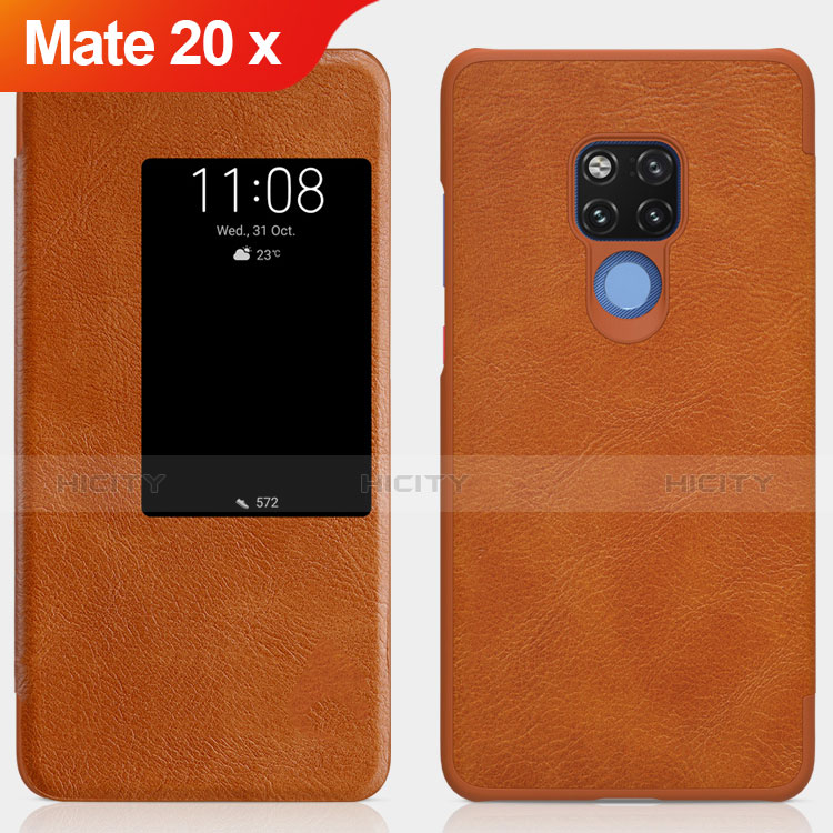 Carcasa de Cuero Cartera con Soporte para Huawei Mate 20 X Marron