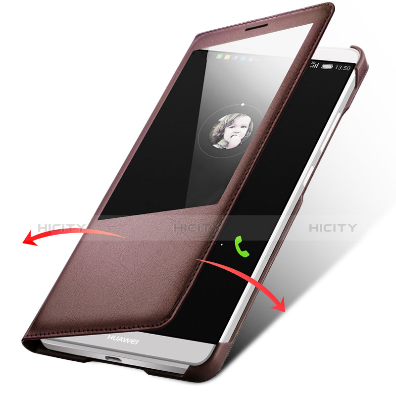 Carcasa de Cuero Cartera con Soporte para Huawei Mate 7 Marron