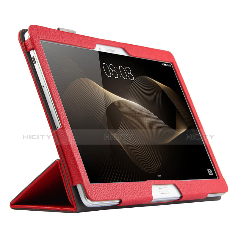 Carcasa de Cuero Cartera con Soporte para Huawei MediaPad M2 10.0 M2-A01 M2-A01W M2-A01L Rojo