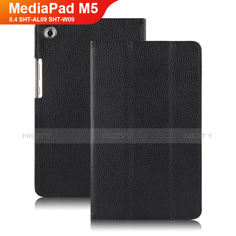 Carcasa de Cuero Cartera con Soporte para Huawei MediaPad M5 8.4 SHT-AL09 SHT-W09 Negro