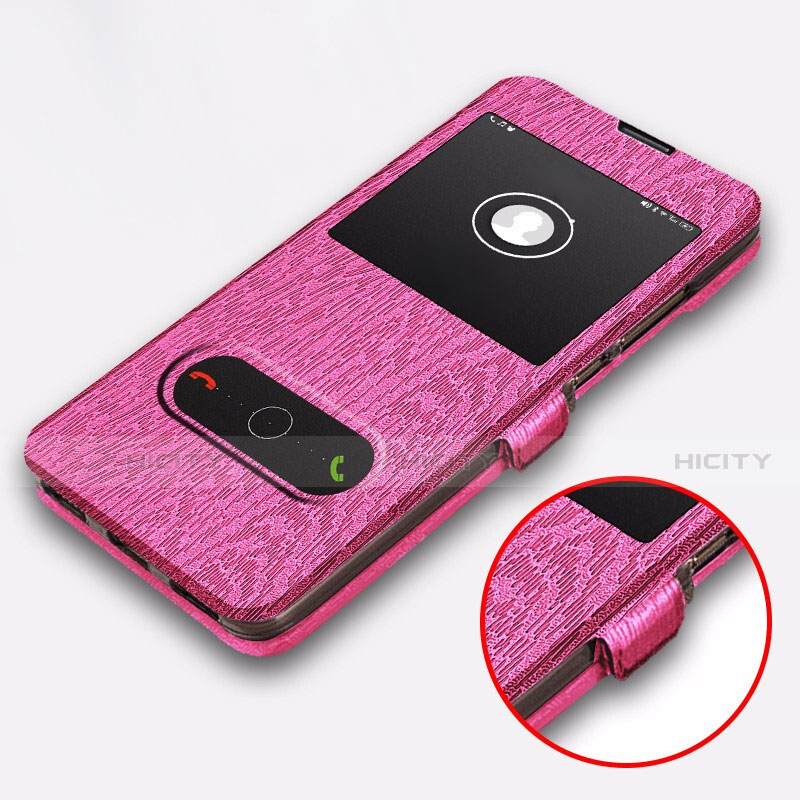 Carcasa de Cuero Cartera con Soporte para Huawei Y6 Prime (2019) Rosa Roja