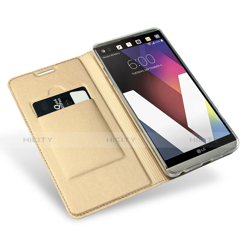 Carcasa de Cuero Cartera con Soporte para LG G6 Oro