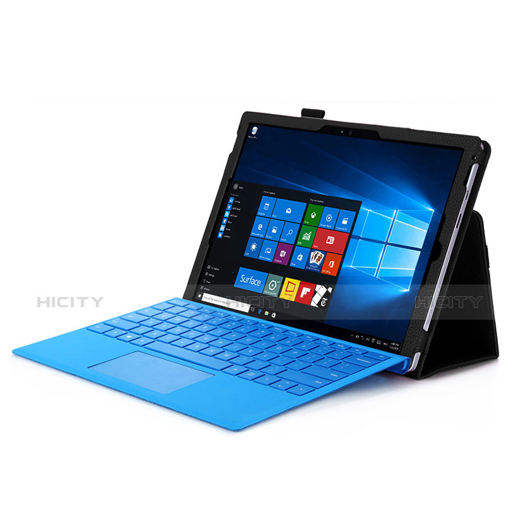Carcasa de Cuero Cartera con Soporte para Microsoft Surface Pro 4 Negro