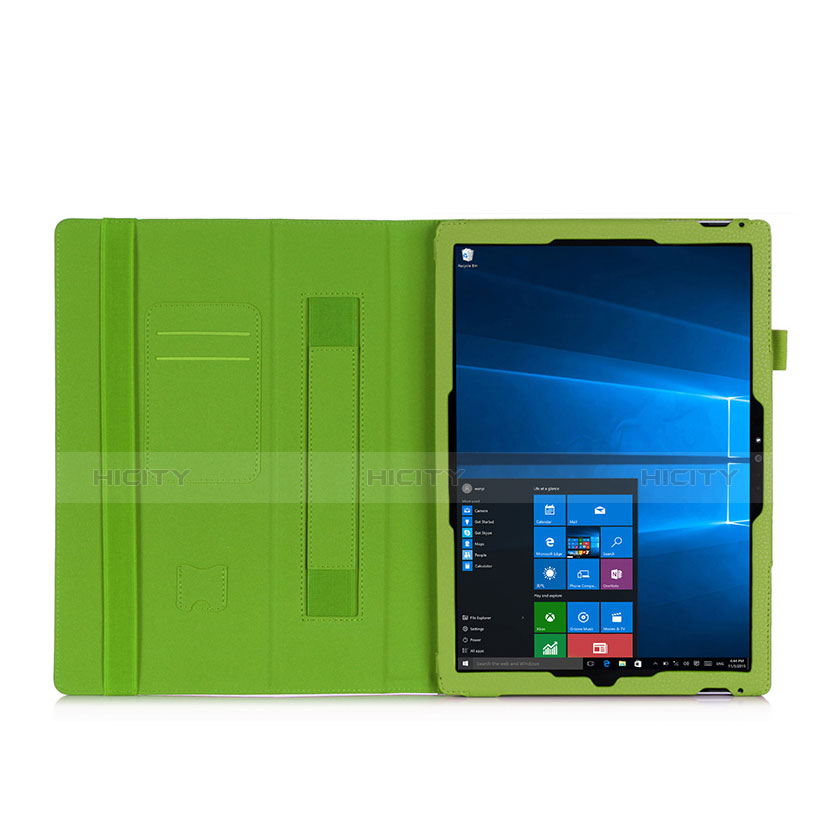 Carcasa de Cuero Cartera con Soporte para Microsoft Surface Pro 4 Verde