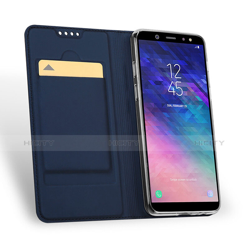 Carcasa de Cuero Cartera con Soporte para Samsung Galaxy A6 (2018) Dual SIM Azul