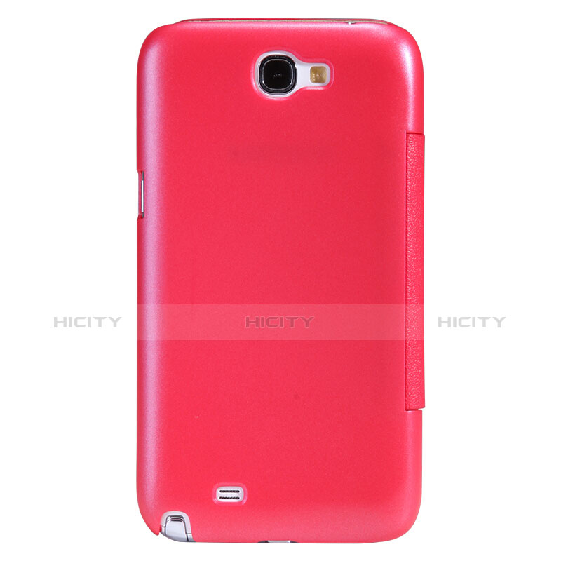 Carcasa de Cuero Cartera con Soporte para Samsung Galaxy Note 2 N7100 N7105 Rojo