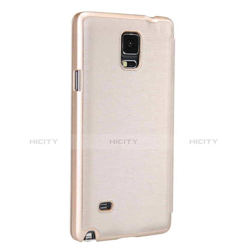 Carcasa de Cuero Cartera con Soporte para Samsung Galaxy Note 4 SM-N910F Oro