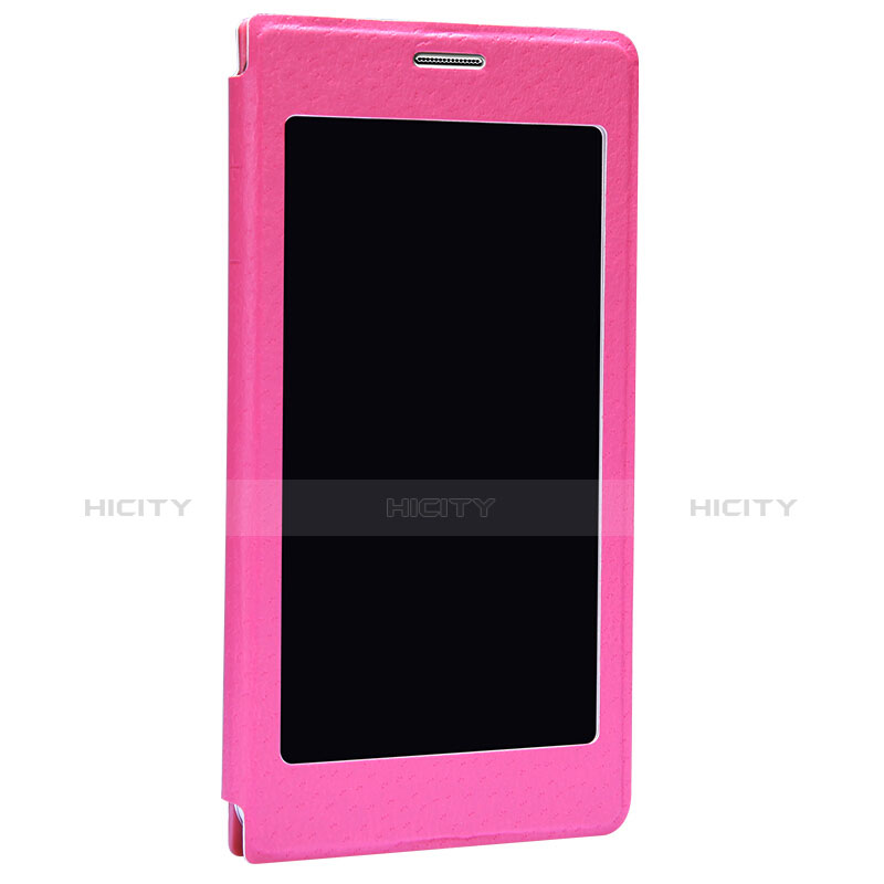 Carcasa de Cuero Cartera con Soporte para Samsung Galaxy S5 Duos Plus Rosa Roja