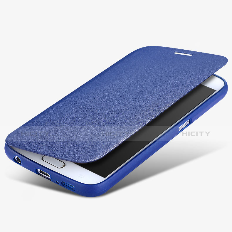 Carcasa de Cuero Cartera con Soporte para Samsung Galaxy S6 Duos SM-G920F G9200 Azul