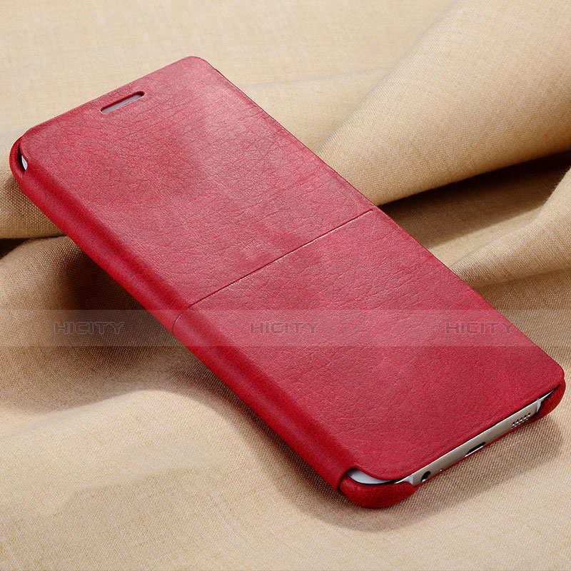 Carcasa de Cuero Cartera con Soporte para Samsung Galaxy S6 Edge+ Plus SM-G928F Rojo