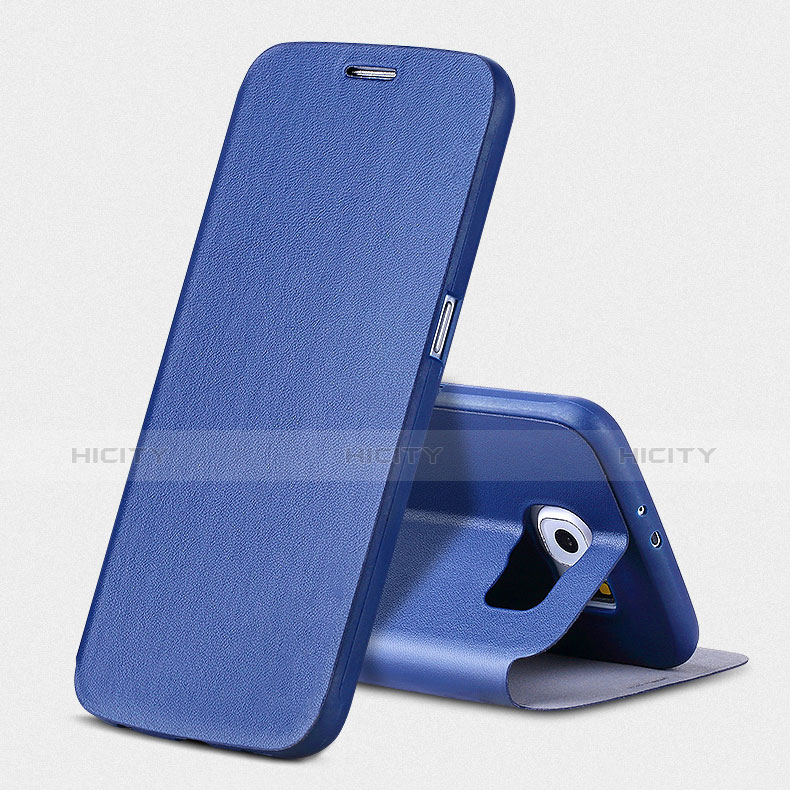 Carcasa de Cuero Cartera con Soporte para Samsung Galaxy S6 SM-G920 Azul