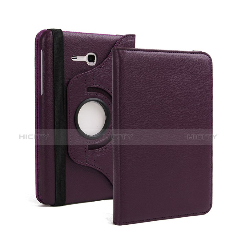 Carcasa de Cuero Cartera con Soporte para Samsung Galaxy Tab 3 Lite 7.0 T110 T113 Morado