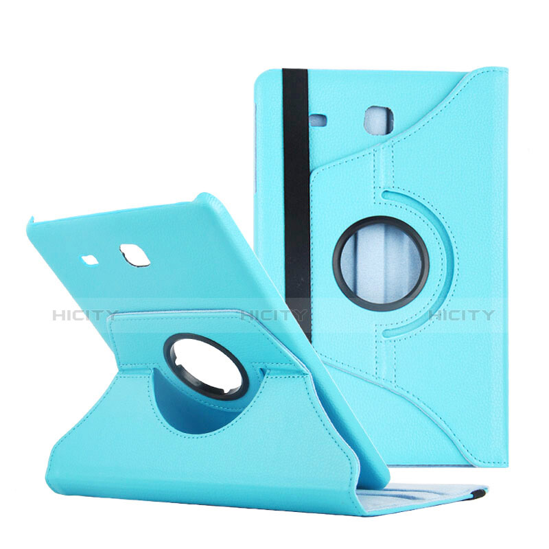 Carcasa de Cuero Cartera con Soporte para Samsung Galaxy Tab E 9.6 T560 T561 Azul