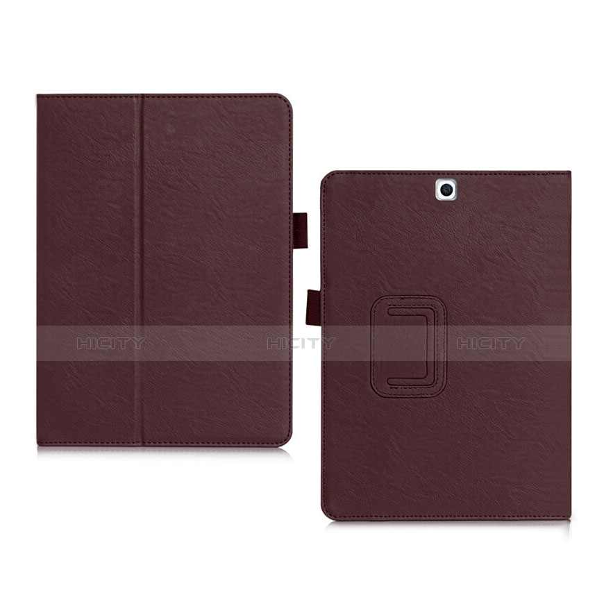 Carcasa de Cuero Cartera con Soporte para Samsung Galaxy Tab S2 9.7 SM-T810 SM-T815 Marron