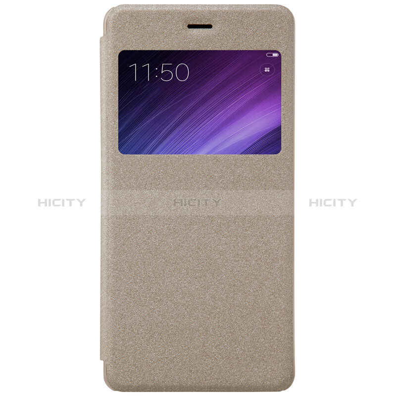 Carcasa de Cuero Cartera con Soporte para Xiaomi Redmi 4 Standard Edition Oro