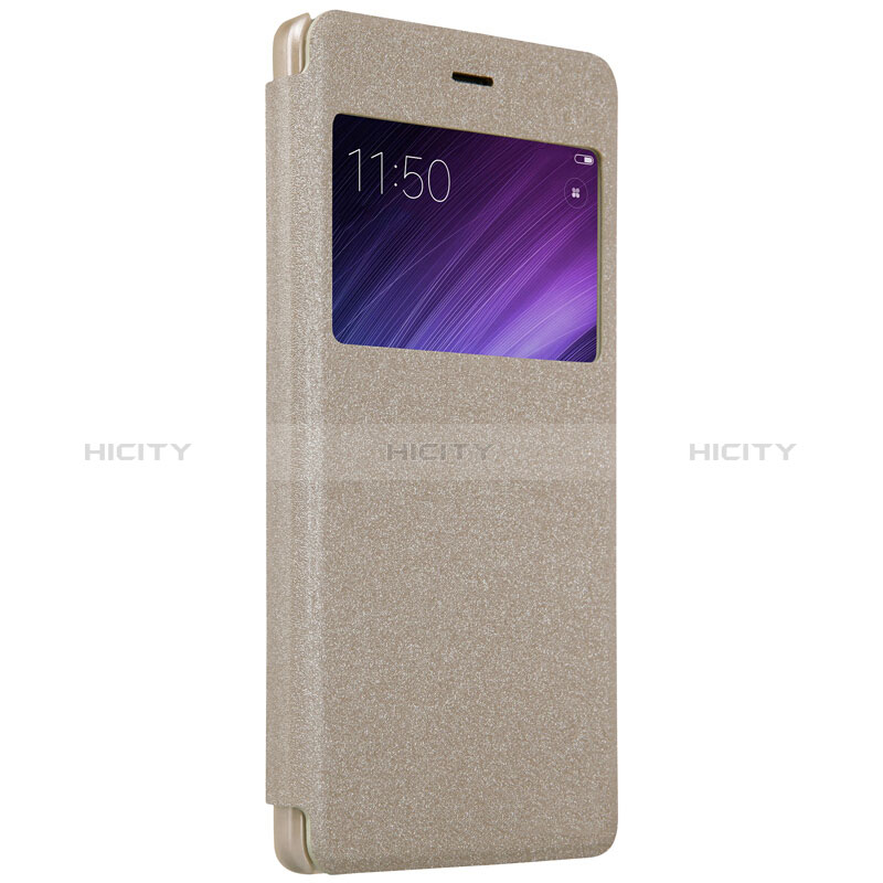 Carcasa de Cuero Cartera con Soporte para Xiaomi Redmi 4 Standard Edition Oro