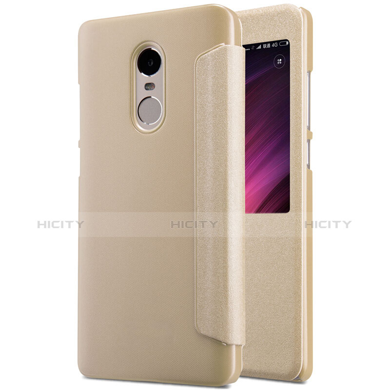 Carcasa de Cuero Cartera con Soporte para Xiaomi Redmi Note 4 Standard Edition Oro