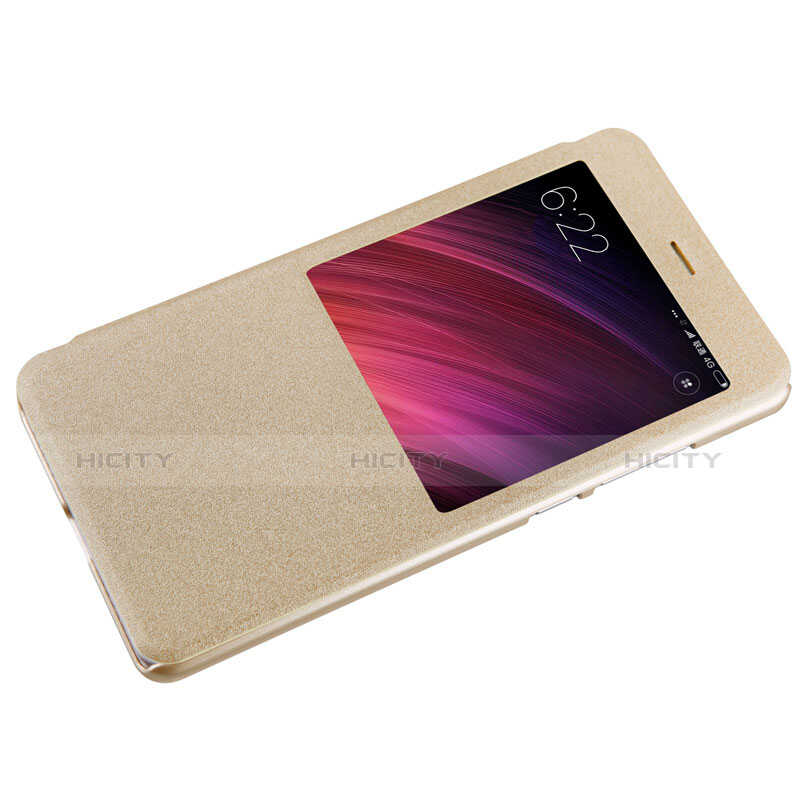 Carcasa de Cuero Cartera con Soporte para Xiaomi Redmi Note 4 Standard Edition Oro