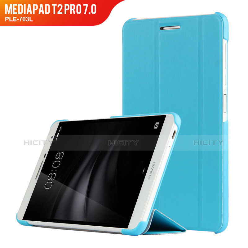 Carcasa de Cuero Cartera con Soporte R01 para Huawei MediaPad T2 Pro 7.0 PLE-703L Azul Cielo