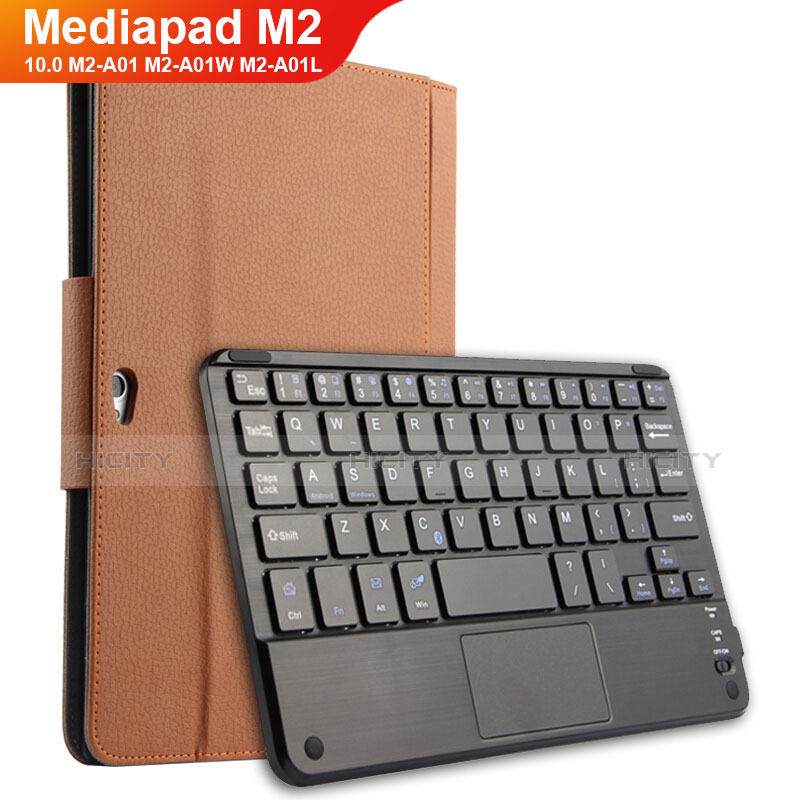 Carcasa de Cuero Cartera con Teclado para Huawei MediaPad M2 10.0 M2-A01 M2-A01W M2-A01L Marron