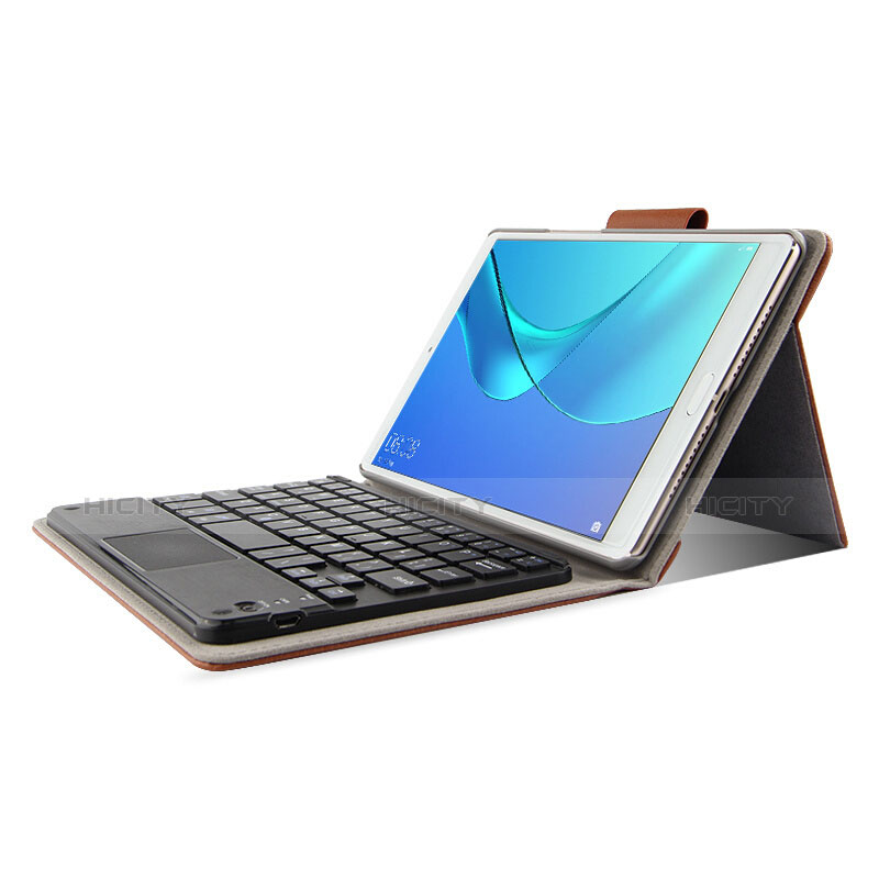 Carcasa de Cuero Cartera con Teclado para Huawei MediaPad M5 8.4 SHT-AL09 SHT-W09 Marron