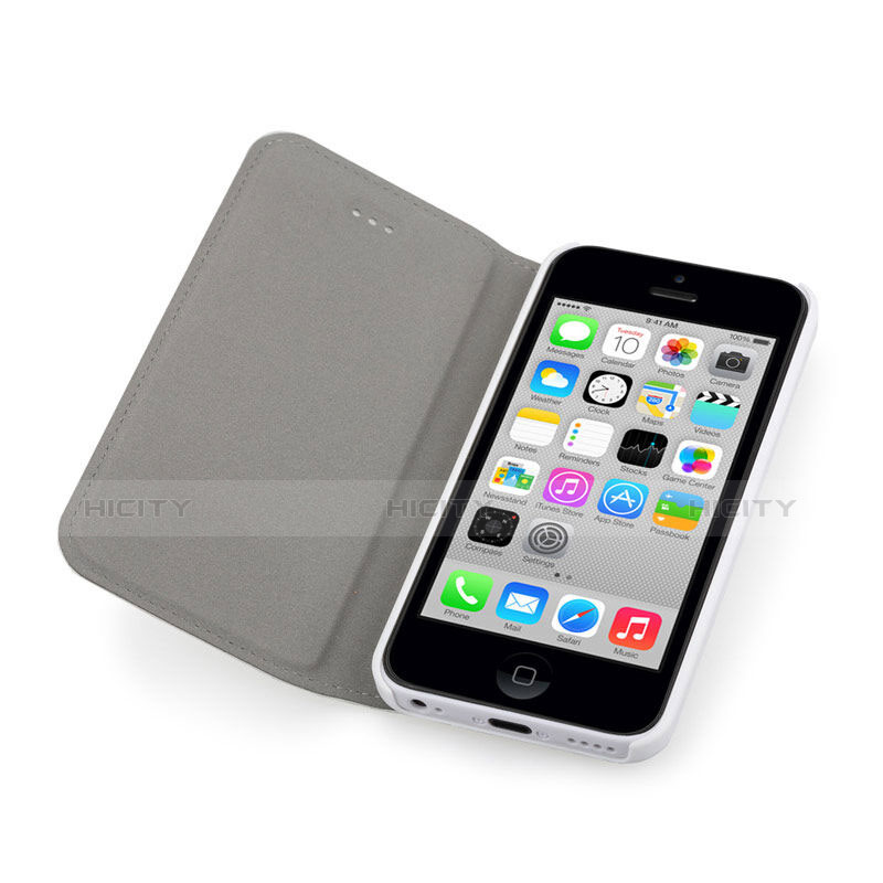 Carcasa de Cuero Cartera para Apple iPhone 5C Blanco