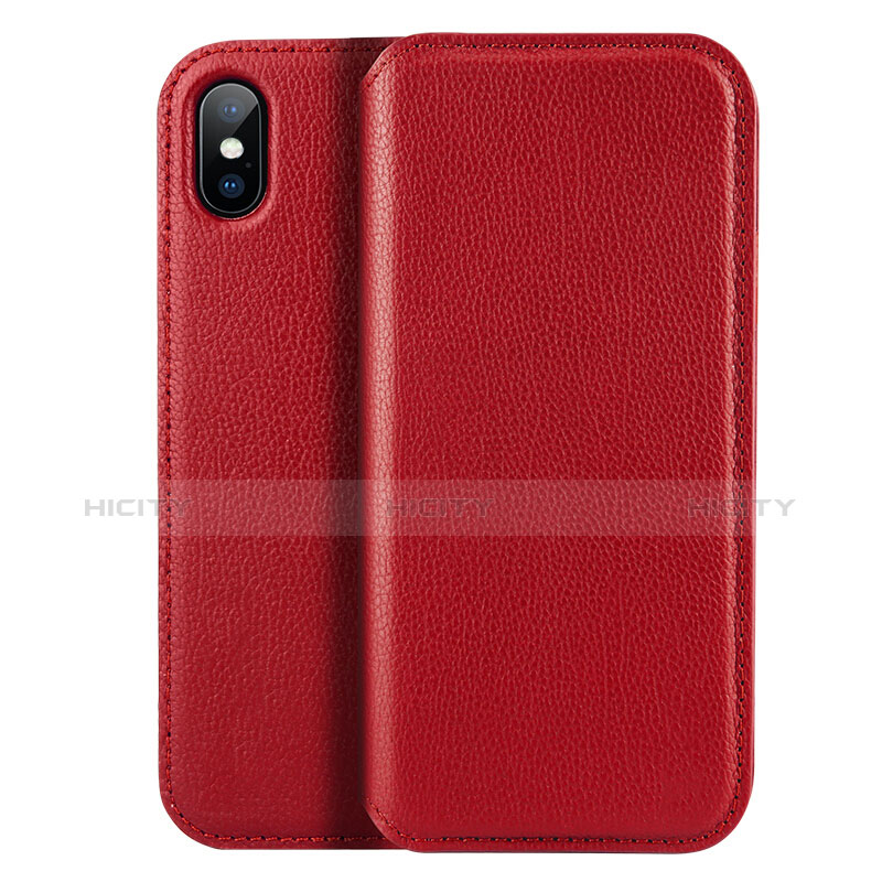 Carcasa de Cuero Cartera para Apple iPhone X Rojo