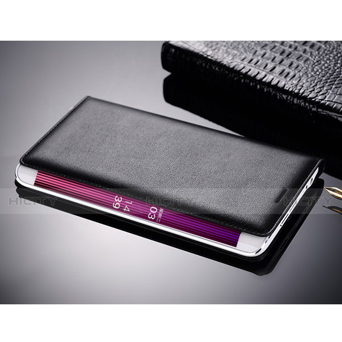 Carcasa de Cuero Cartera para Samsung Galaxy Note Edge SM-N915F Negro