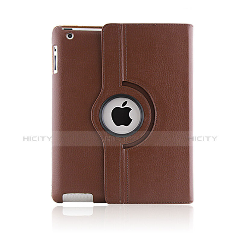 Carcasa de Cuero Giratoria con Soporte para Apple iPad 2 Marron